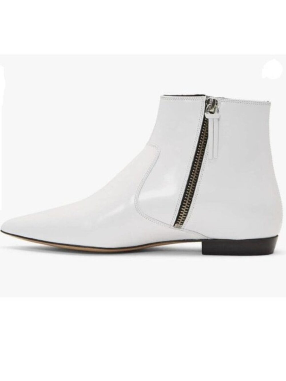 XYD Women's Pointed Closed Toe Flats Ankle Boots Low Heel Basic Booties White